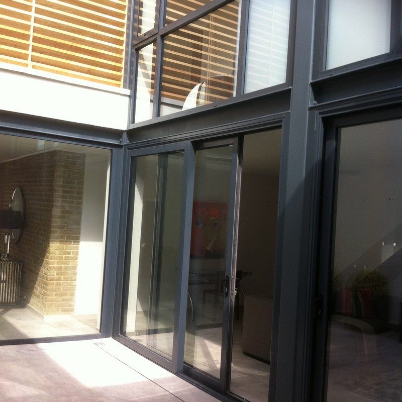 Anthracite aluminium sliding patio doors fitted in Brixton